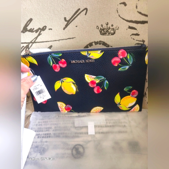 MICHAEL Michael Kors Handbags - Michael Kors Jet Set Travel Large Sequined Fruit Print Wristlet NWT